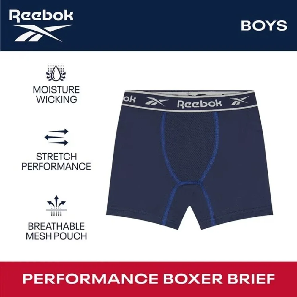 Reebok Boys 5-Pack Performance Boxer Brief Size XL 16/18 Blue Black Camo